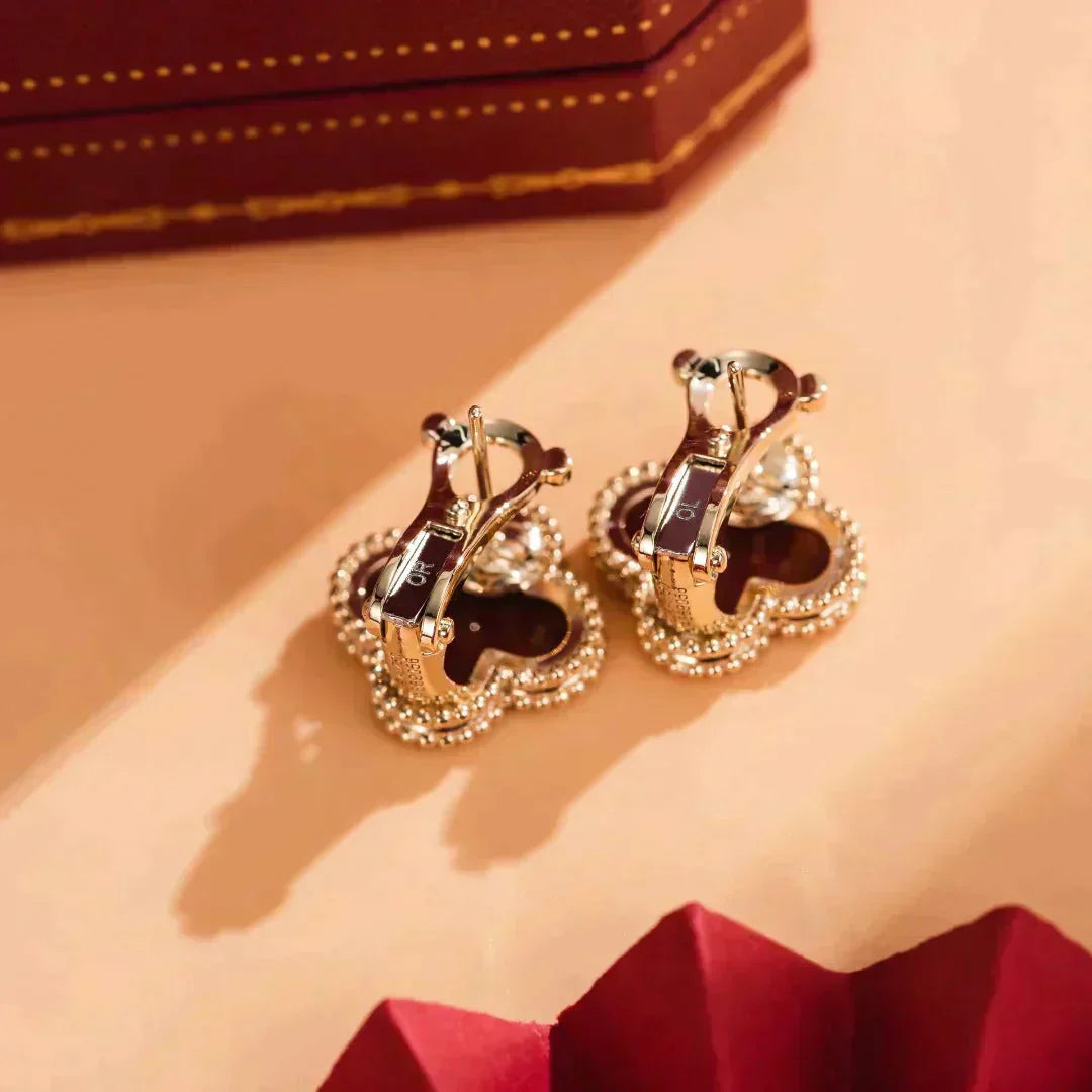 [Perla Lux]CLOVER MEDIUM 1 MOTIFS CARNELIAN  EARRINGS