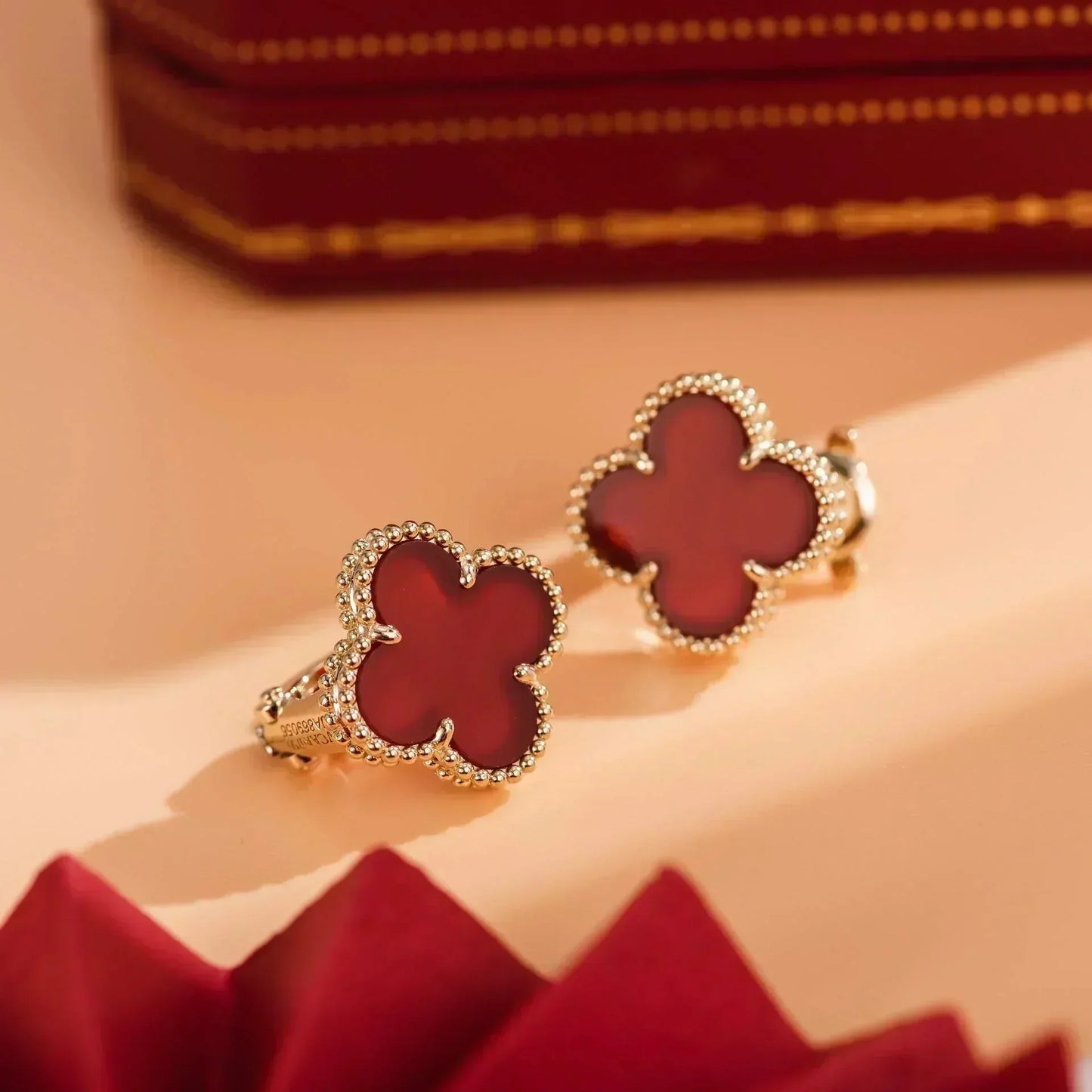 [Perla Lux]CLOVER MEDIUM 1 MOTIFS CARNELIAN  EARRINGS