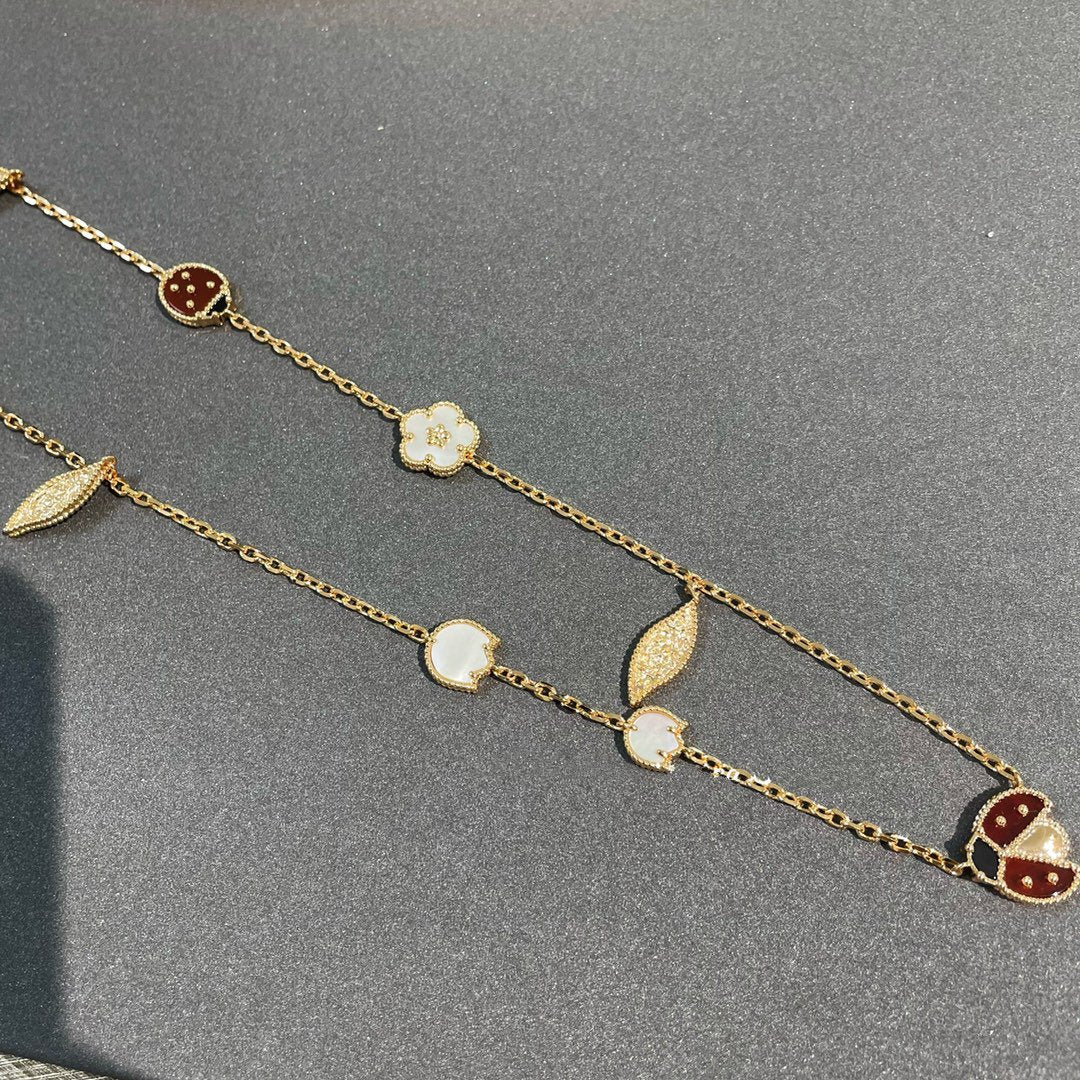 [Perla Lux]LUCKY SPRING 15 MOTIFS GOLD NECKLACE