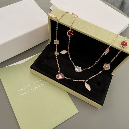 [Perla Lux]LUCKY SPRING 15 MOTIFS ROSE GOLD NECKLACE