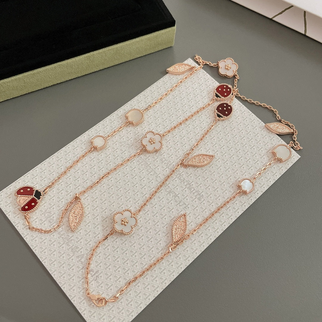 [Perla Lux]LUCKY SPRING 15 MOTIFS ROSE GOLD NECKLACE