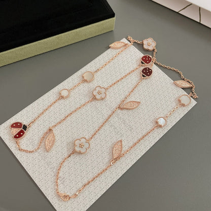 [Perla Lux]LUCKY SPRING 15 MOTIFS ROSE GOLD NECKLACE