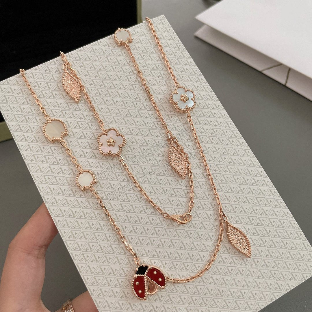 [Perla Lux]LUCKY SPRING 15 MOTIFS ROSE GOLD NECKLACE