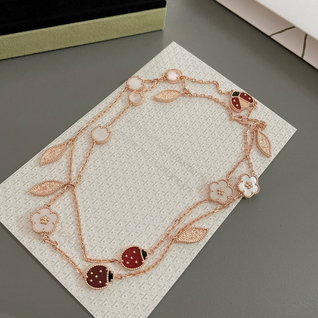 [Perla Lux]LUCKY SPRING 15 MOTIFS ROSE GOLD NECKLACE