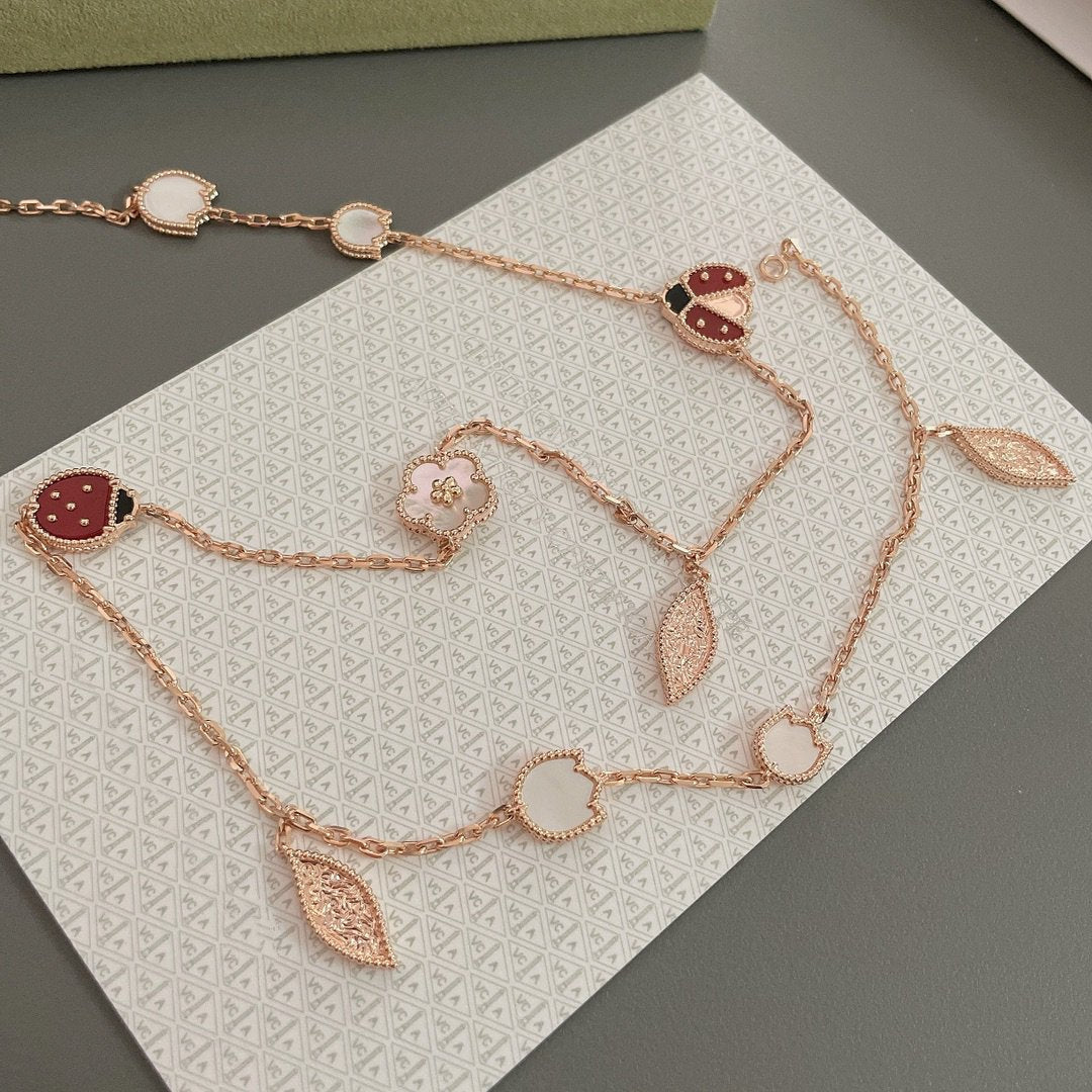[Perla Lux]LUCKY SPRING 15 MOTIFS ROSE GOLD NECKLACE