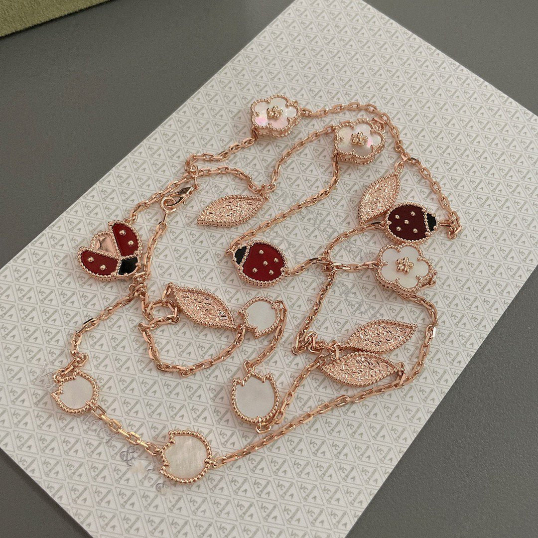 [Perla Lux]LUCKY SPRING 15 MOTIFS ROSE GOLD NECKLACE