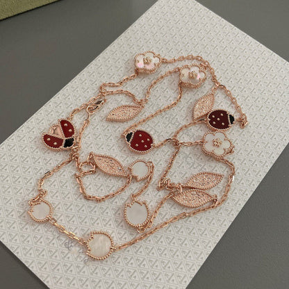 [Perla Lux]LUCKY SPRING 15 MOTIFS ROSE GOLD NECKLACE