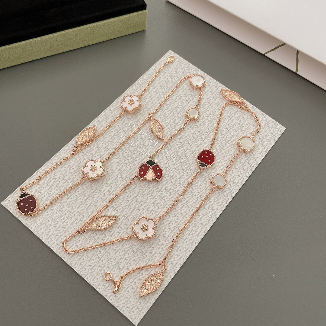 [Perla Lux]LUCKY SPRING 15 MOTIFS ROSE GOLD NECKLACE