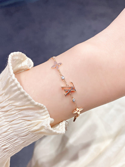 [Perla Lux]STAR AND SUN 7 MOTIFS GOLD BRACELET