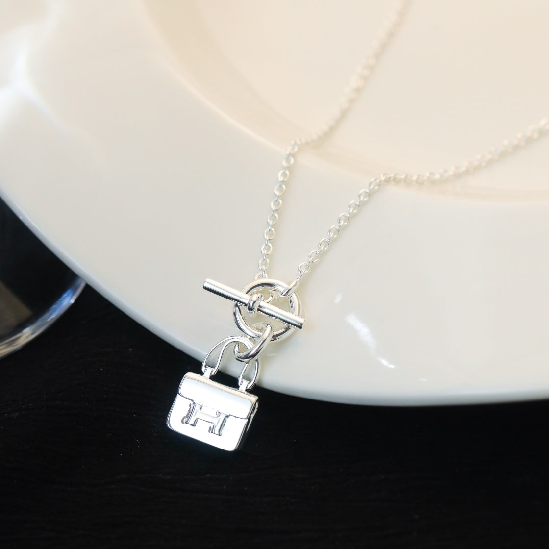 [Perla Lux]POP H PEDANT SILVER NECKLACE