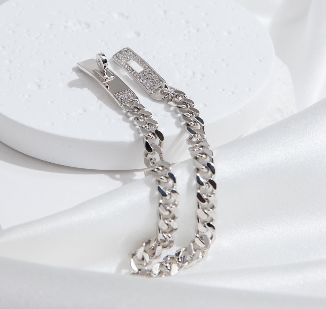 [Perla Lux]KELLY CHAIN SILVER DIAMOND BRACELET