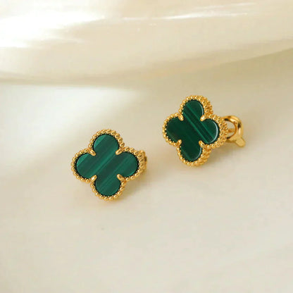 [Perla Lux]CLOVER MEDIUM 1 MOTIFS MALACHITE  EARRINGS