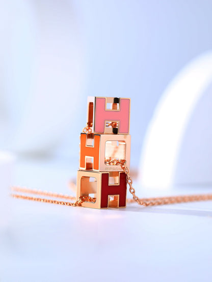 [Perla Lux]H CAGE PINK GOLD NECKLACE