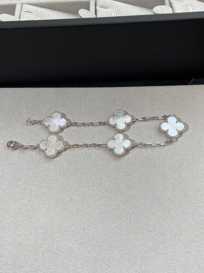 [Perla Lux]CLOVER SILVER MOP 5 MOTIF BRACELET