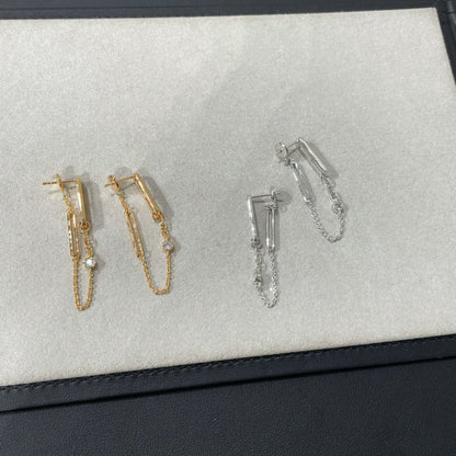 [Perla Lux]CHAINE CHAOS DIAMOND DROP EARRINGS