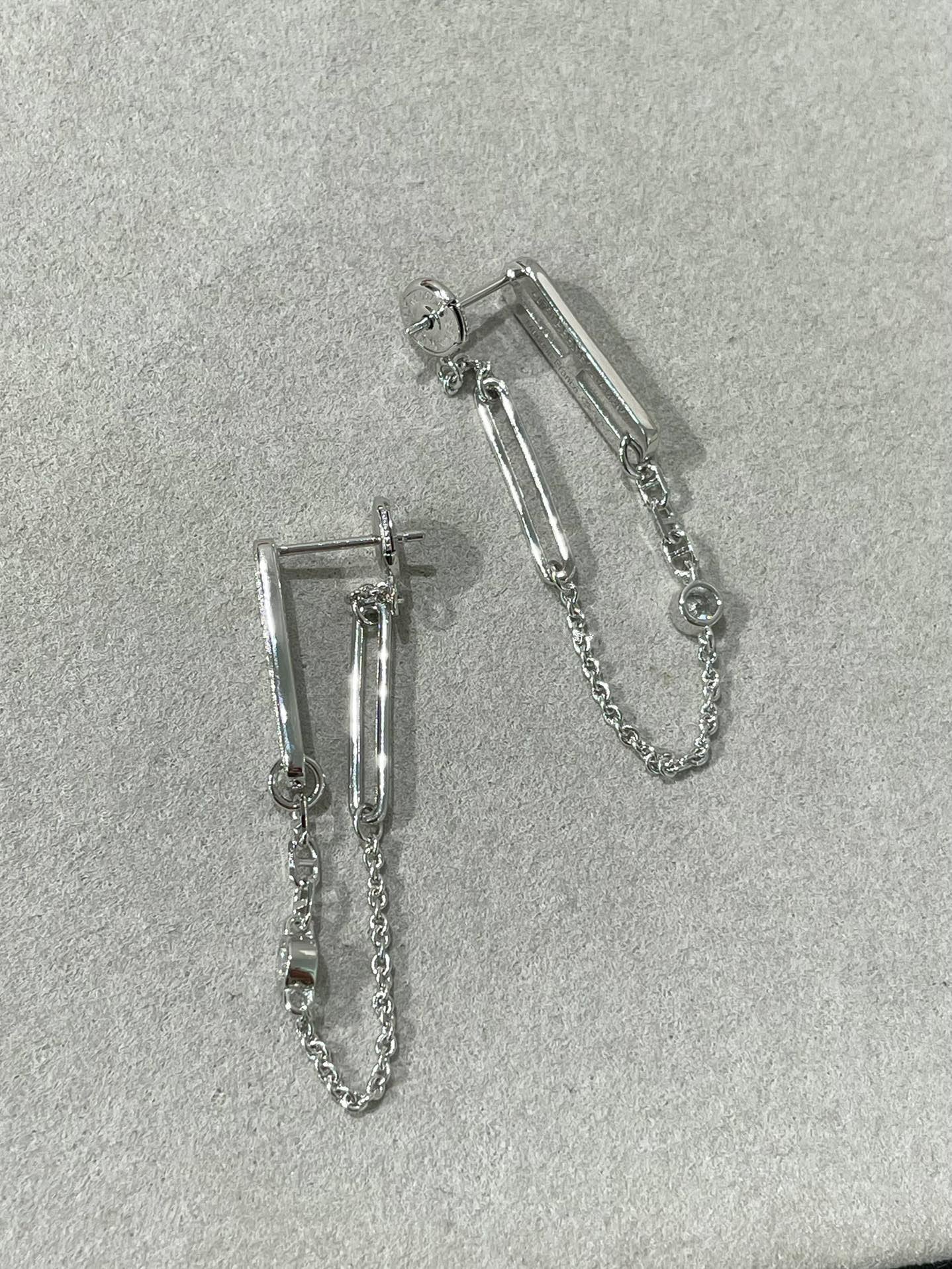 [Perla Lux]CHAINE CHAOS DIAMOND DROP EARRINGS