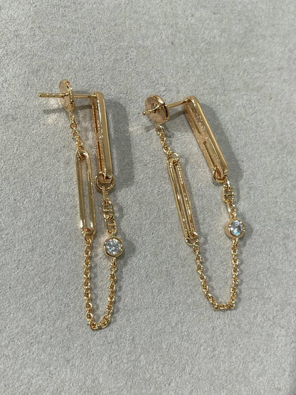 [Perla Lux]CHAINE CHAOS DIAMOND DROP EARRINGS