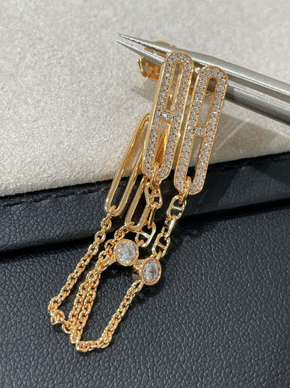 [Perla Lux]CHAINE CHAOS DIAMOND DROP EARRINGS