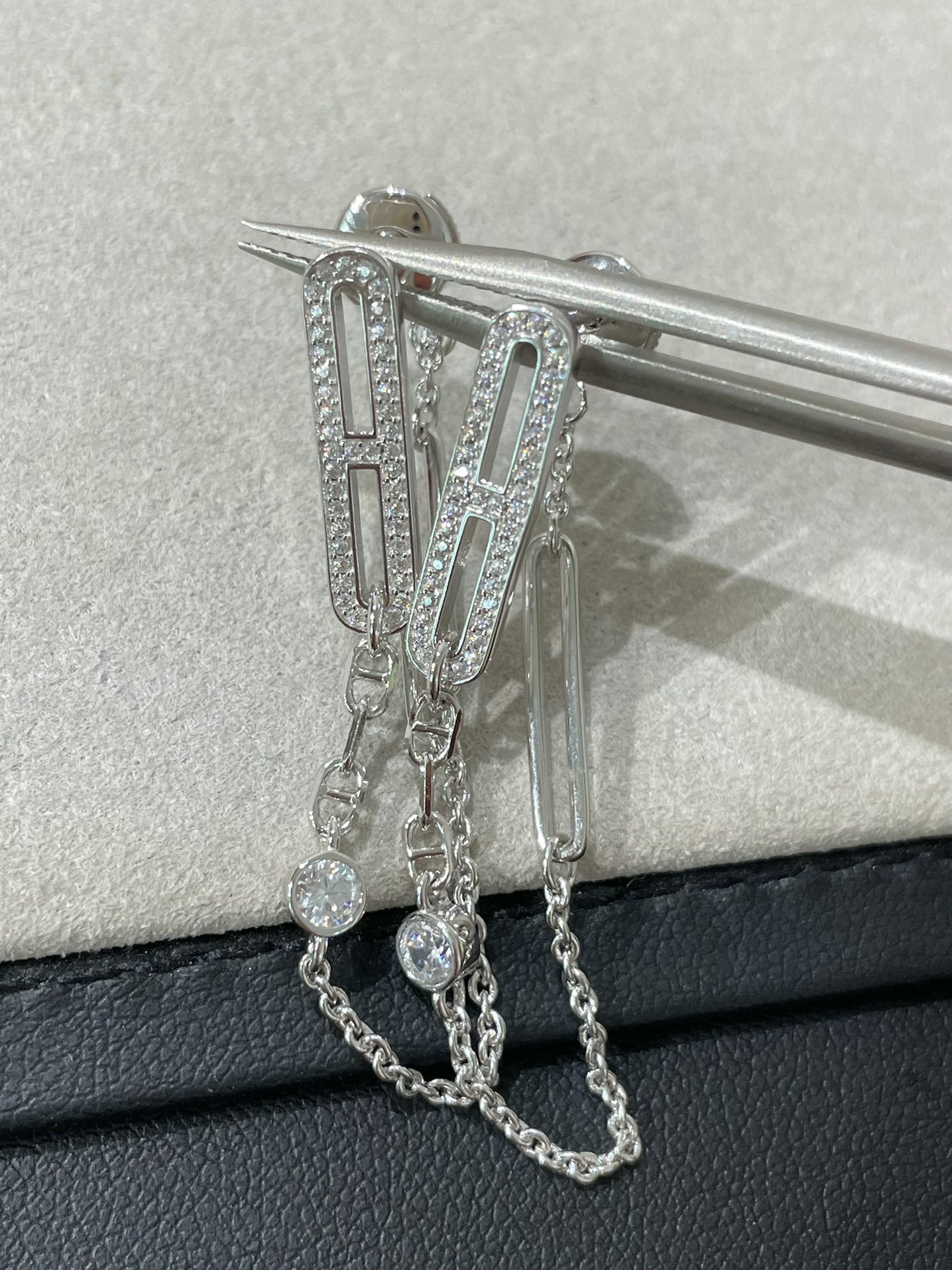 [Perla Lux]CHAINE CHAOS DIAMOND DROP EARRINGS