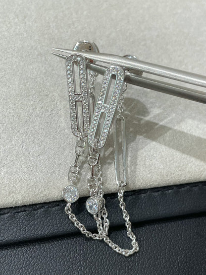 [Perla Lux]CHAINE CHAOS DIAMOND DROP EARRINGS