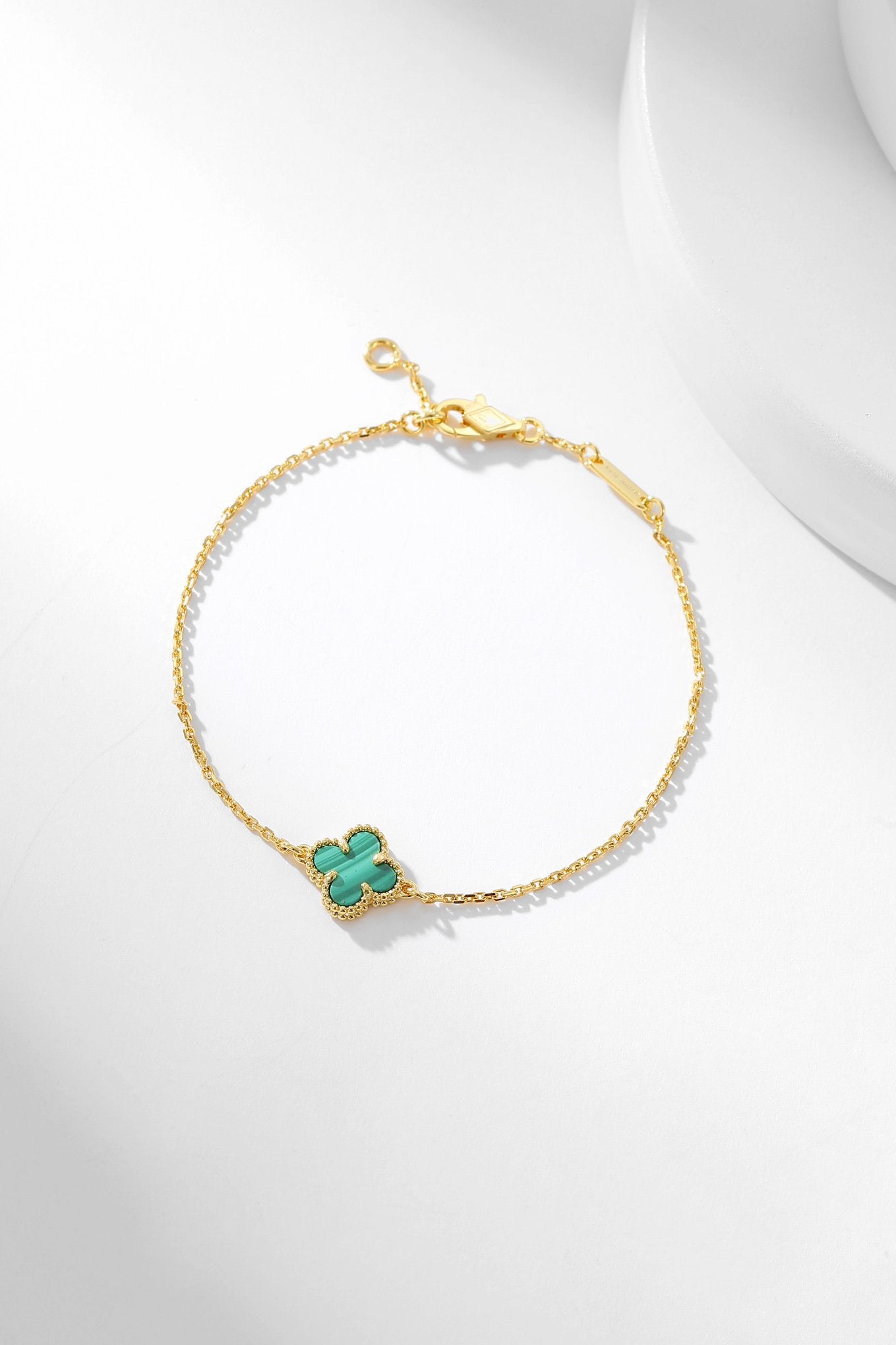 [Perla Lux]CLOVER BRACELET MALACHITE 1 MOTIF