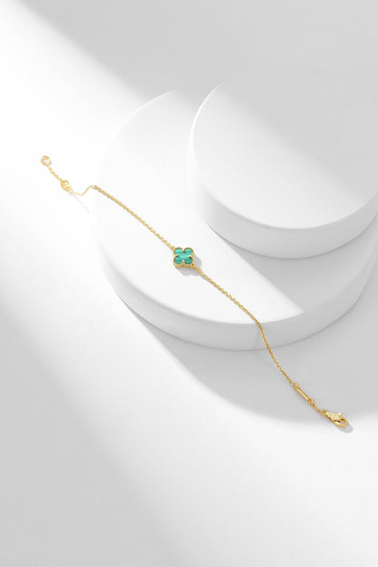 [Perla Lux]CLOVER BRACELET MALACHITE 1 MOTIF