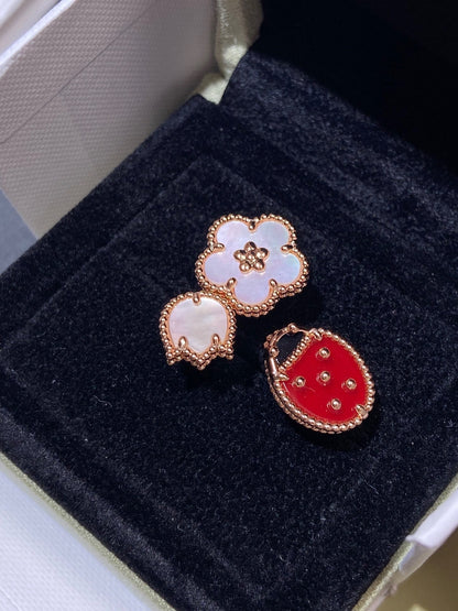 [Perla Lux]LUCKY 3 MOTIF ROSE GOLD RING