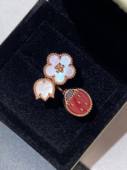 [Perla Lux]LUCKY 3 MOTIF ROSE GOLD RING