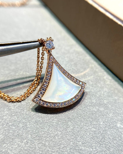 [Perla Lux]DREAM MOP DIAMOND PAVED PINK GOLD NECKLACE