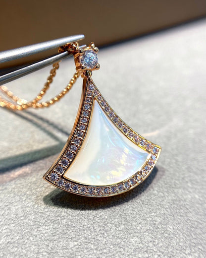 [Perla Lux]DREAM MOP DIAMOND PAVED PINK GOLD NECKLACE