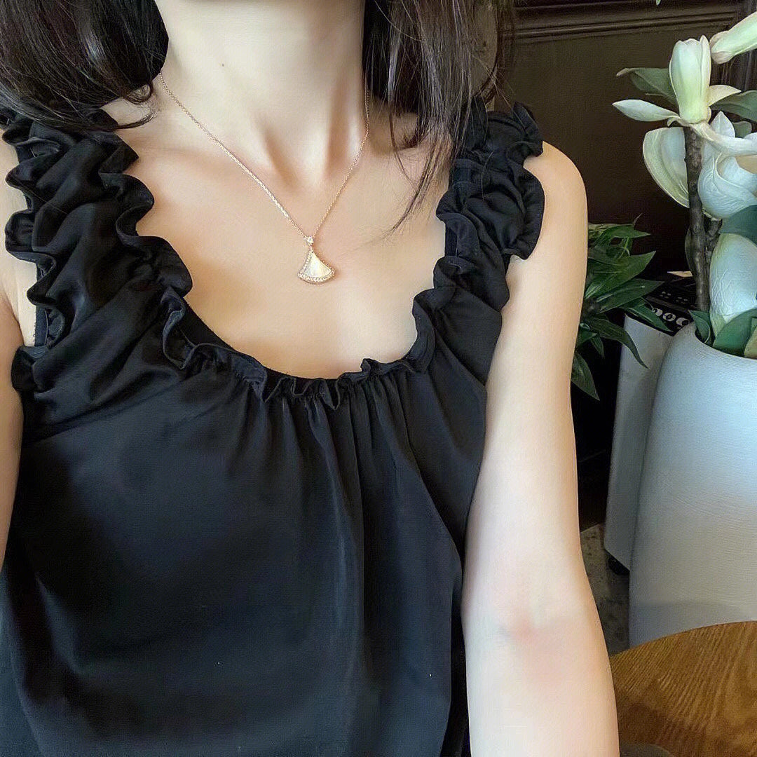 [Perla Lux]DREAM MOP DIAMOND PAVED PINK GOLD NECKLACE