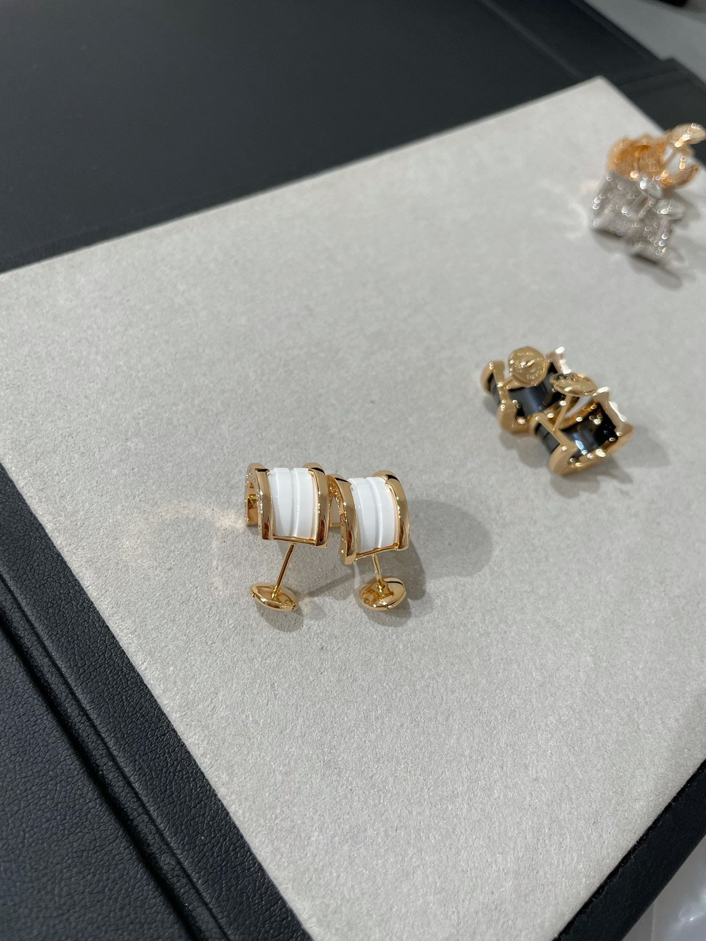 [Perla Lux]ZERO 1 PINK GOLD CERAMIC EARRINGS