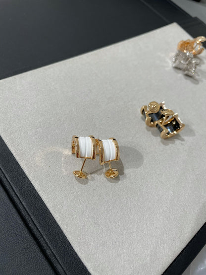[Perla Lux]ZERO 1 PINK GOLD CERAMIC EARRINGS