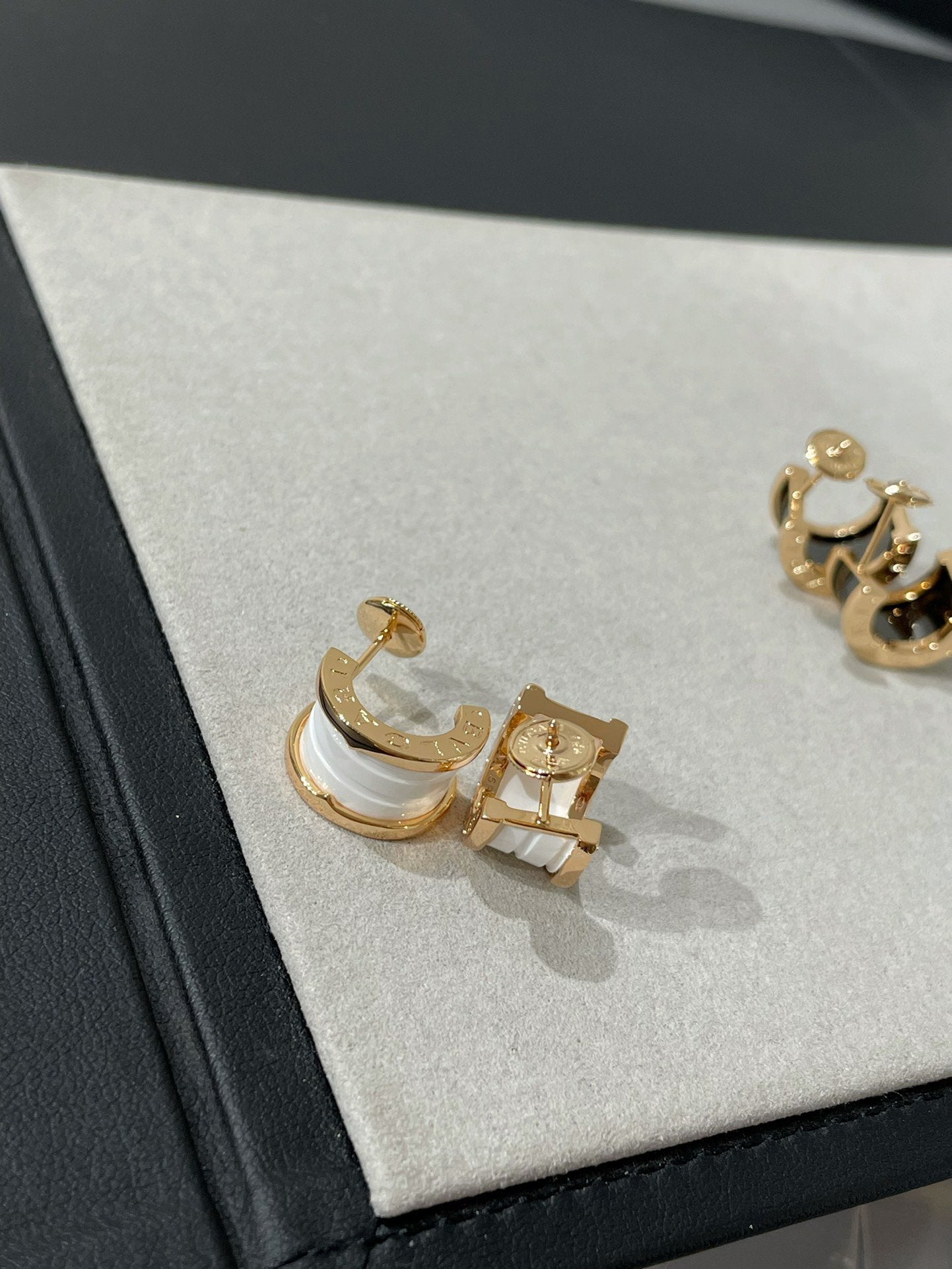 [Perla Lux]ZERO 1 PINK GOLD CERAMIC EARRINGS