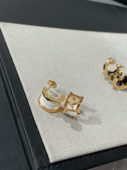 [Perla Lux]ZERO 1 PINK GOLD CERAMIC EARRINGS