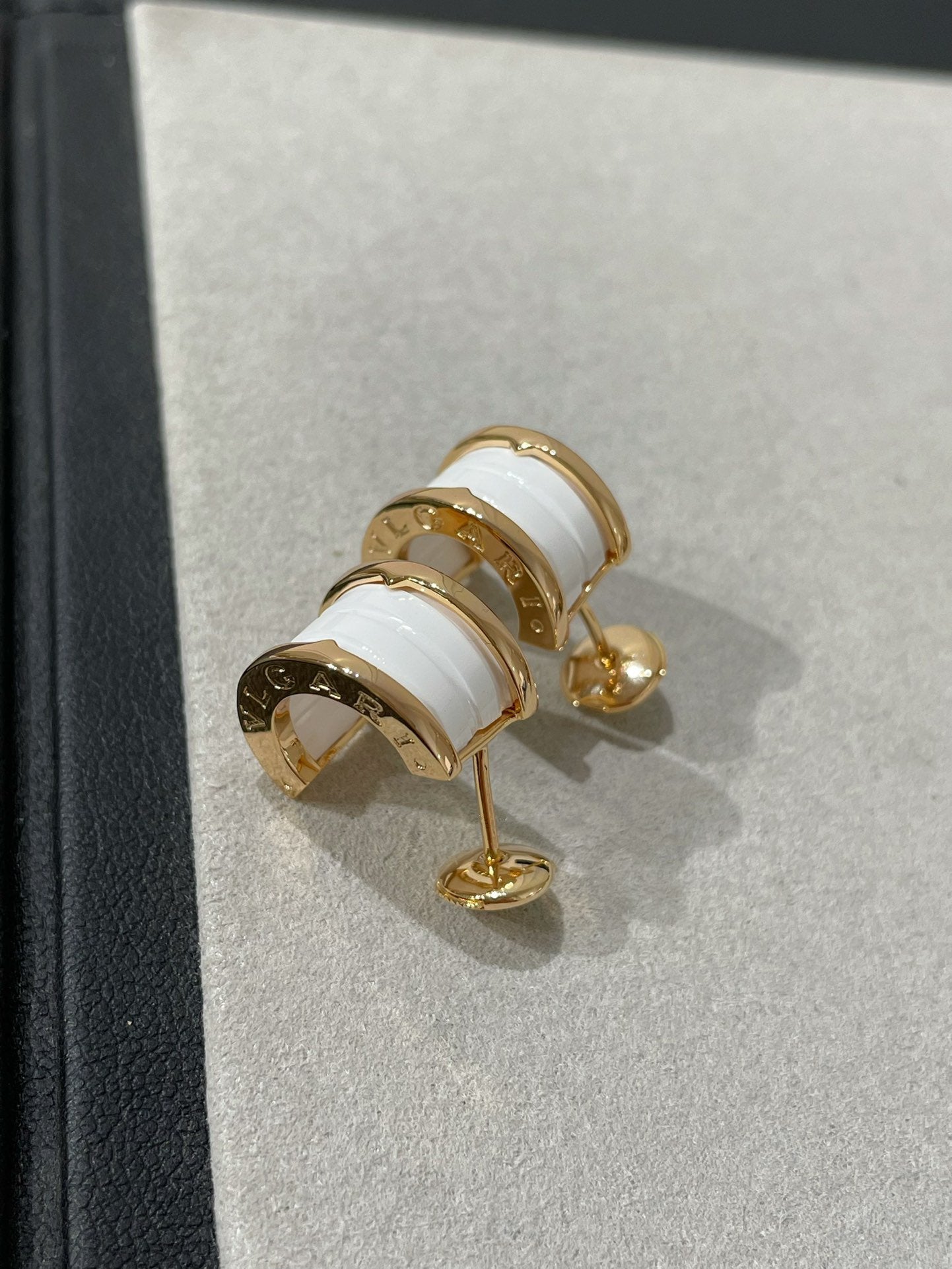 [Perla Lux]ZERO 1 PINK GOLD CERAMIC EARRINGS