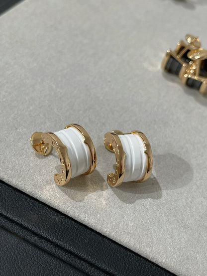 [Perla Lux]ZERO 1 PINK GOLD CERAMIC EARRINGS