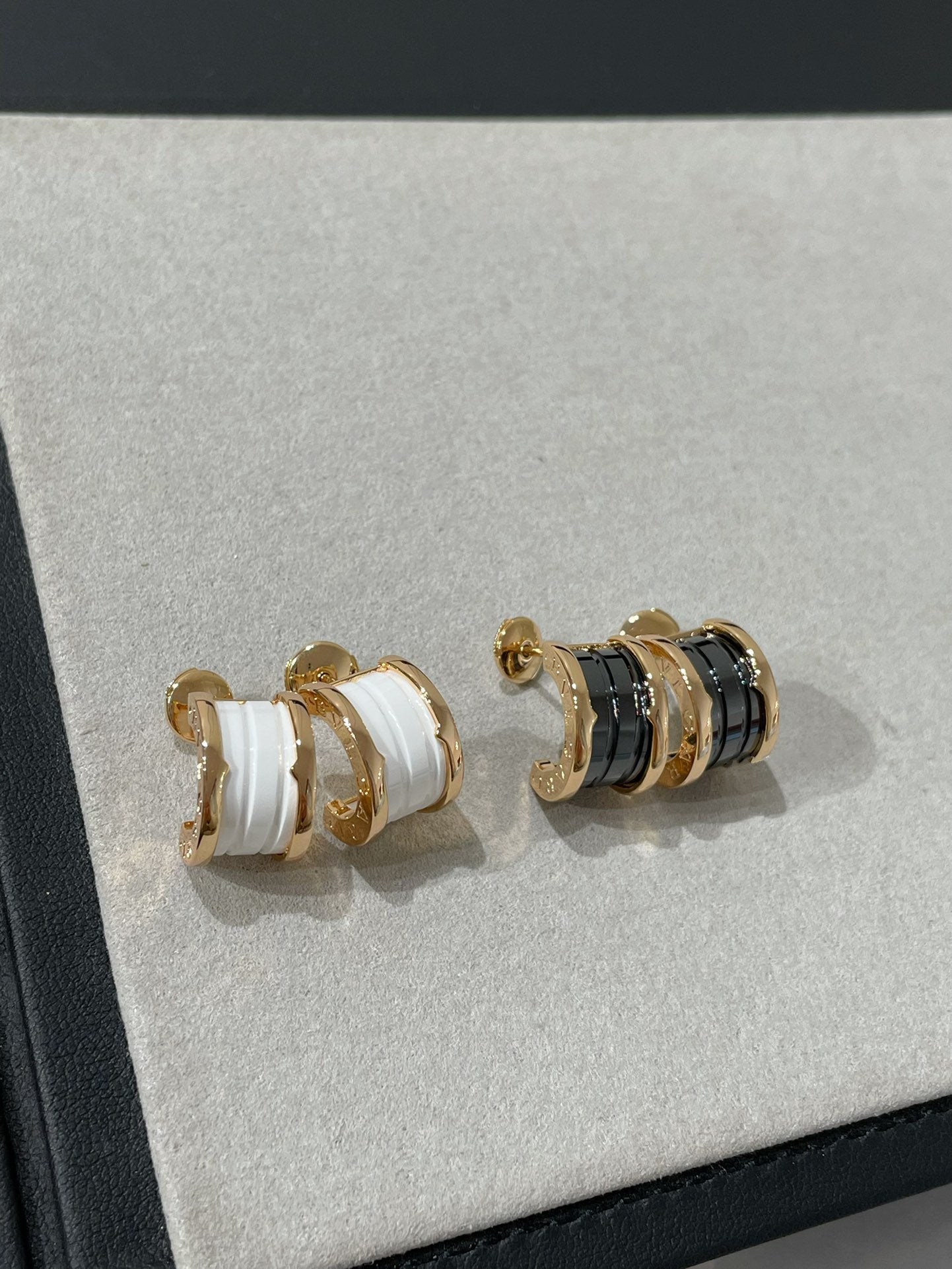 [Perla Lux]ZERO 1 PINK GOLD CERAMIC EARRINGS