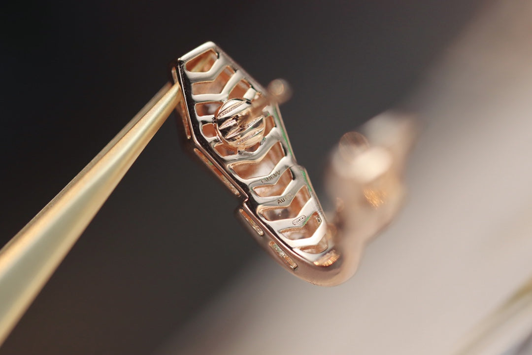 [Perla Lux]SERPENT PINK GOLD DIAMOND EARRINGS