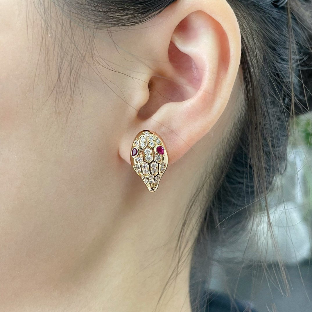 [Perla Lux]SERPENT DIAMOND STUD EARRINGS