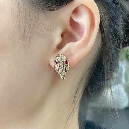 [Perla Lux]SERPENT DIAMOND STUD EARRINGS