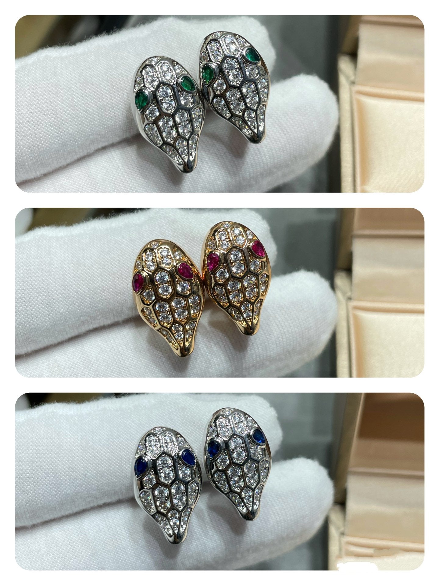 [Perla Lux]SERPENT DIAMOND STUD EARRINGS