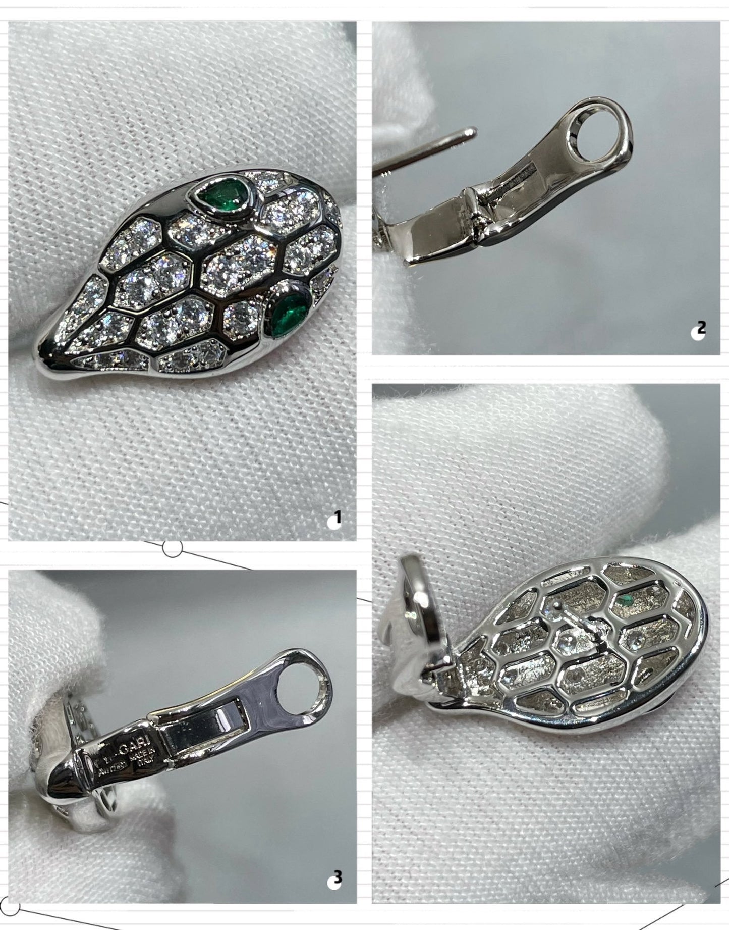 [Perla Lux]SERPENT DIAMOND STUD EARRINGS