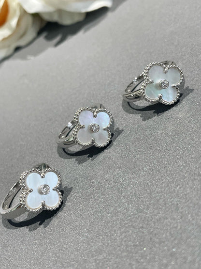 [Perla Lux]CLOVER SILVER MOP DIAMOND RING