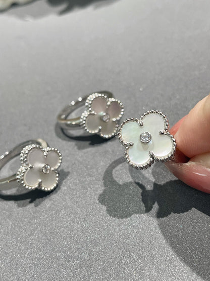 [Perla Lux]CLOVER SILVER MOP DIAMOND RING