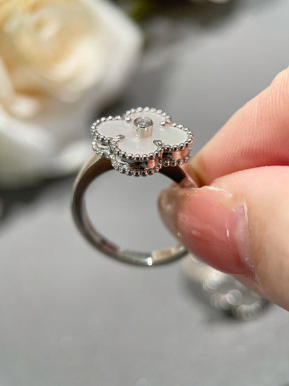 [Perla Lux]CLOVER SILVER MOP DIAMOND RING