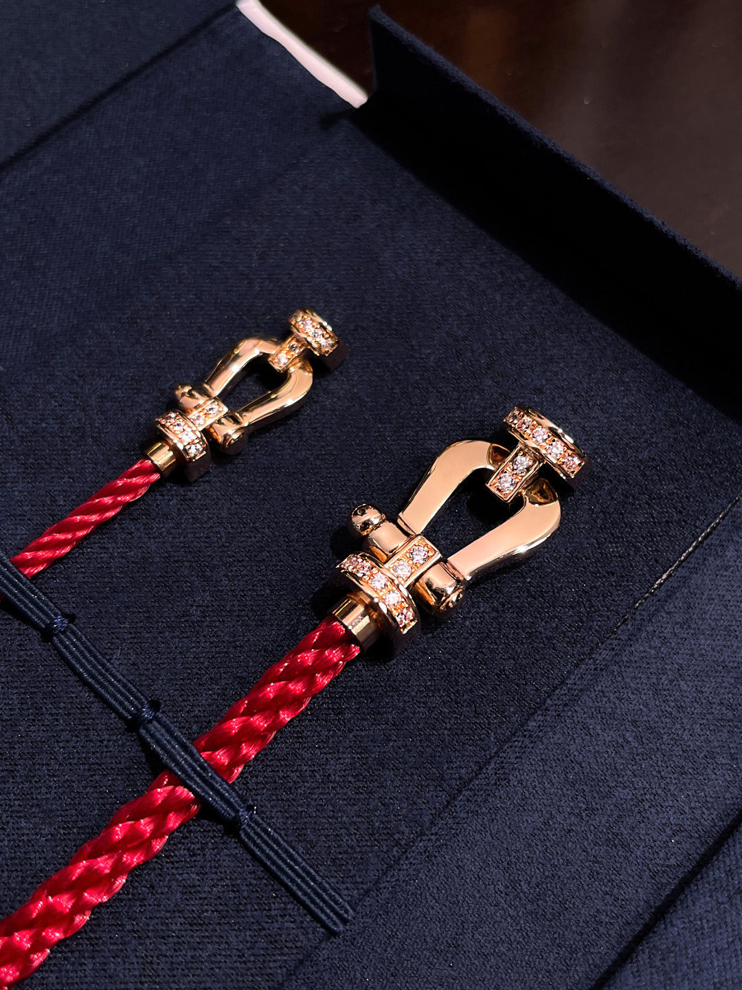 [Perla Lux]FORCE 10 HALF DIAMOND PINK GOLD RED CORDERI LARGE AND MEDIUM MODEL