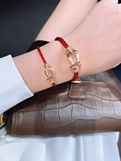 [Perla Lux]FORCE 10 HALF DIAMOND PINK GOLD RED CORDERI LARGE AND MEDIUM MODEL