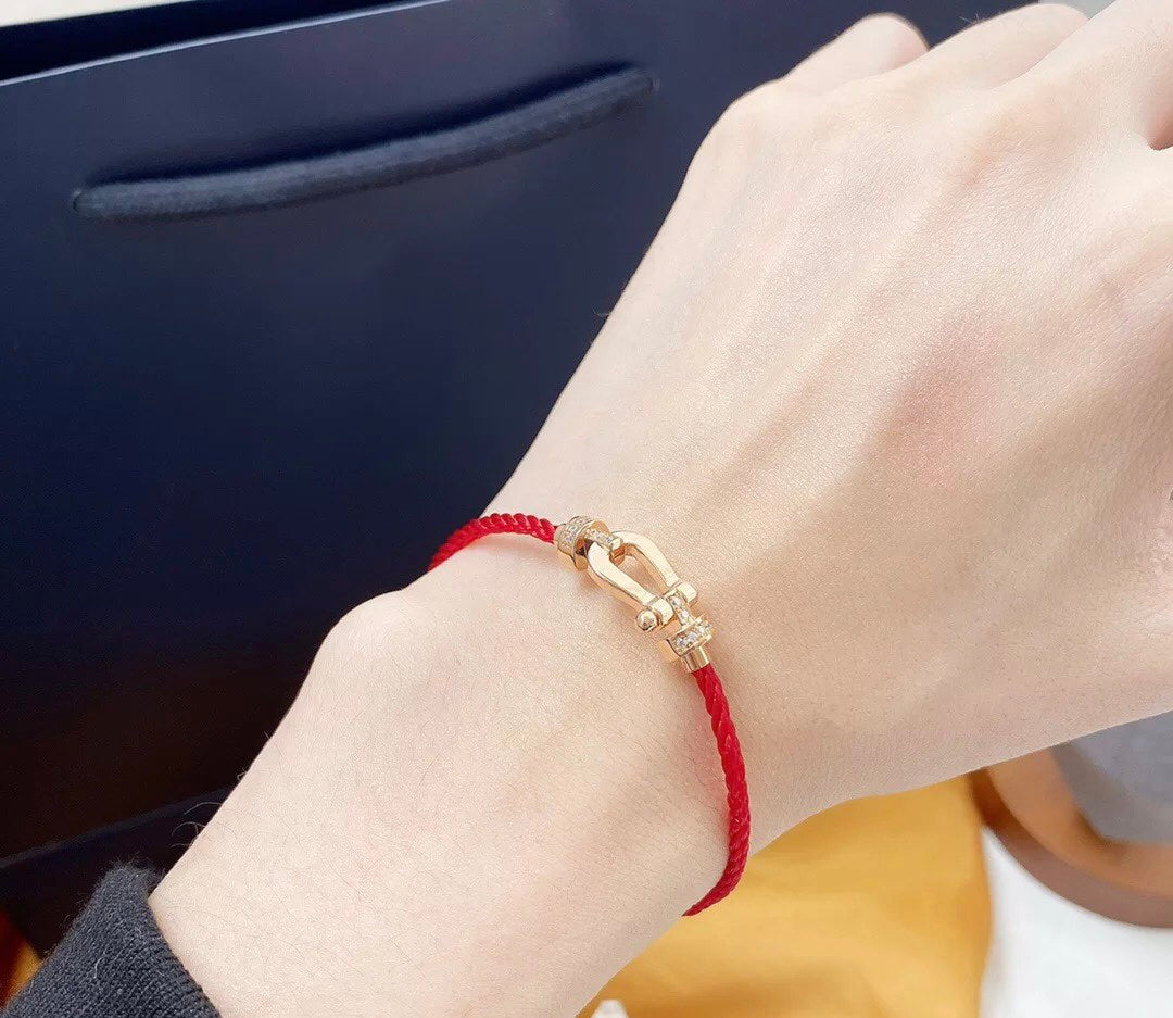 [Perla Lux]FORCE 10 HALF DIAMOND PINK GOLD RED CORDERI LARGE AND MEDIUM MODEL