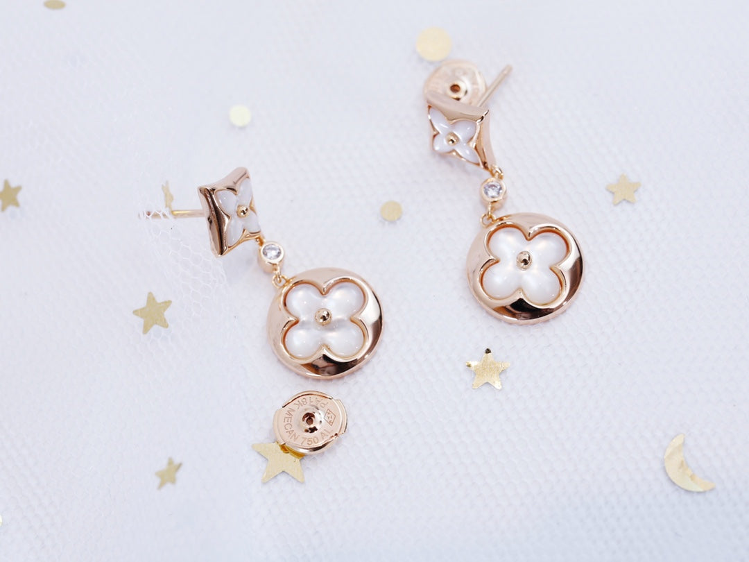 [Perla Lux]STAR AND SUN PINK GOLD MOP DROP EARRINGS